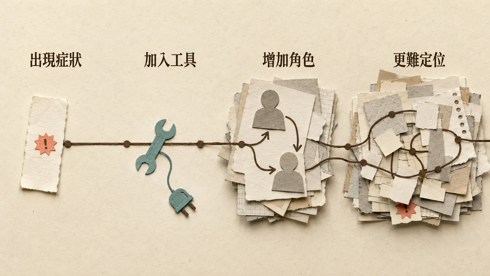 AI Agent 從單一症狀開始，因持續增加工具與角色而變得更難定位問題